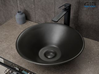 Раковина Gid N9102bg 53383 накладная черная графит 42x42x15